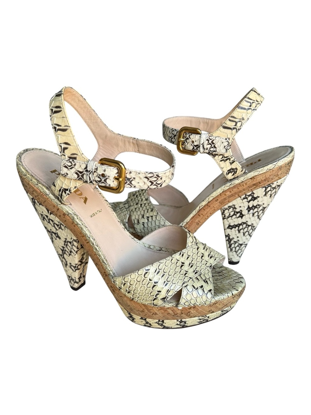 Prada Snakeskin Python Platform Sandals - Picture 4 of 12